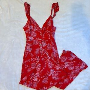 Free People Be The One Wide Leg Jumpsuit Red Size 6